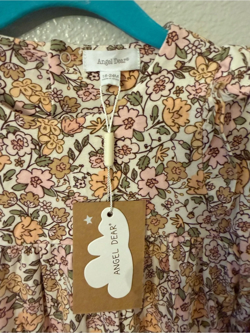 Kids Floral Long-Sleeve Romper in Pink & Mustard - Brand: blank